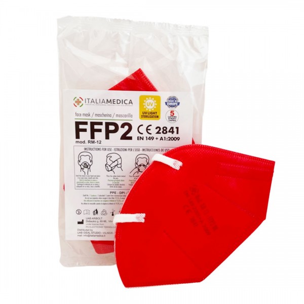 50 Mascherine FFP2 Mix Colorate Certificate CE2841 DPI Cat.III Italiamedica