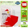 100 Mascherine ROSSE FFP2 Italiamedica Certificate CE2841 DPI Cat.III Made in EU